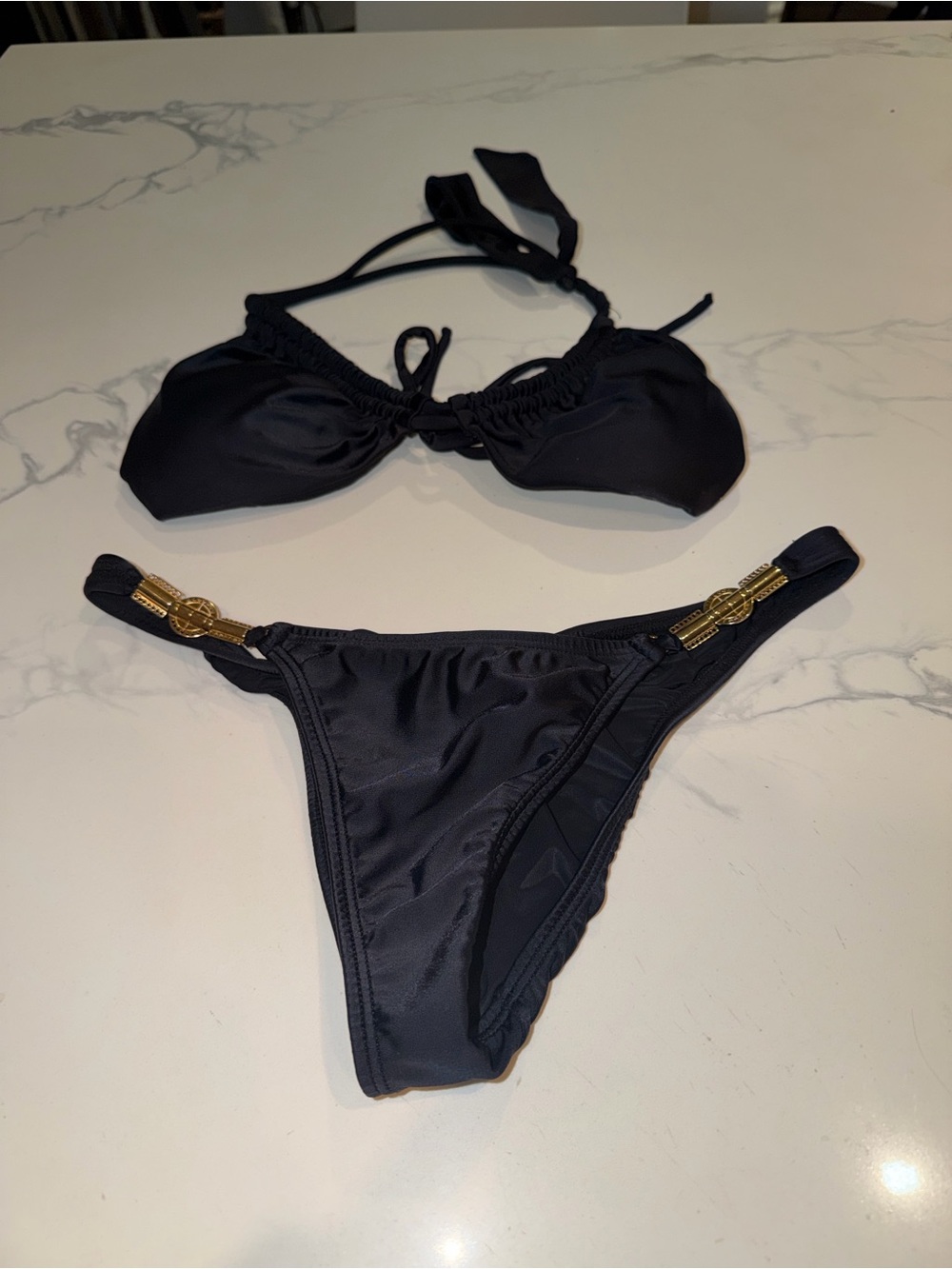 Vix Black Bikini Set with Gold Detail